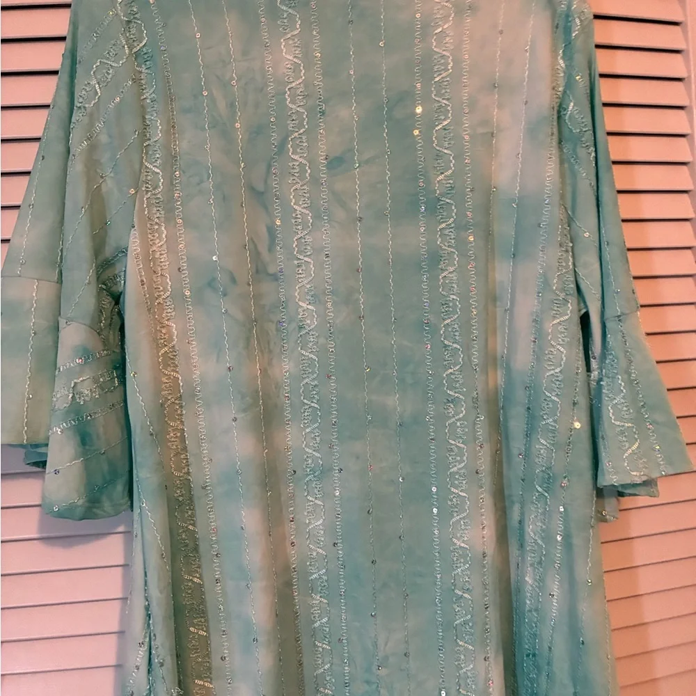 Coral Bay Light Aqua Embellished Tunic - Picture 2 of 5